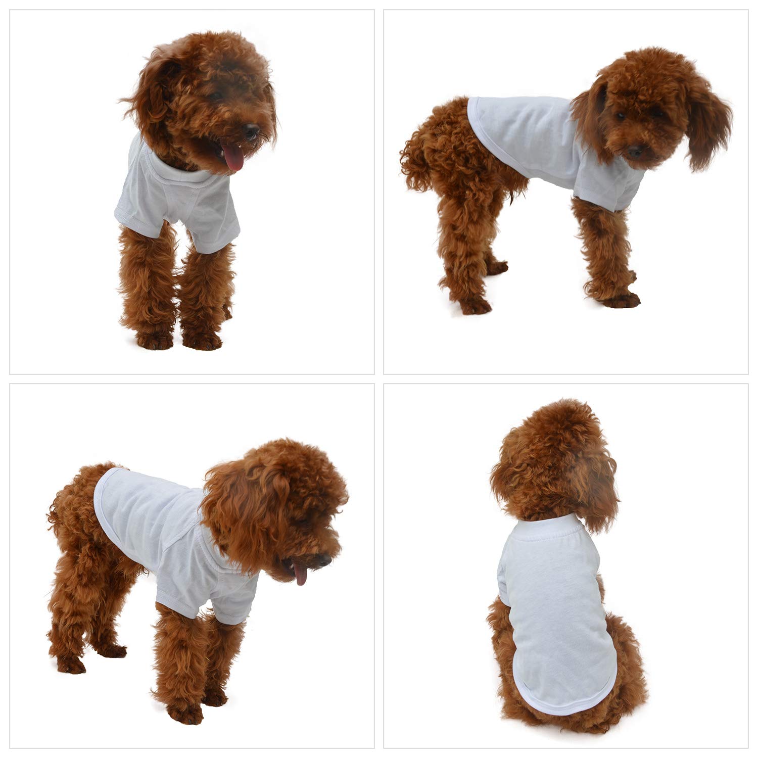 Lovelonglong Pet Clothing Dog Costumes Basic Blank T-Shirt Tee Shirts For Small Dogs White S